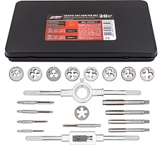 Набор метчиков и плашек JBC метрический 20 предметов (М3x0.5, М4x0.7, М5x0.8, М6x1, М7x1, М8x1.25, М10x1.5, М12x1.75, 1/8NPT27) JBC-M020-1(64873)