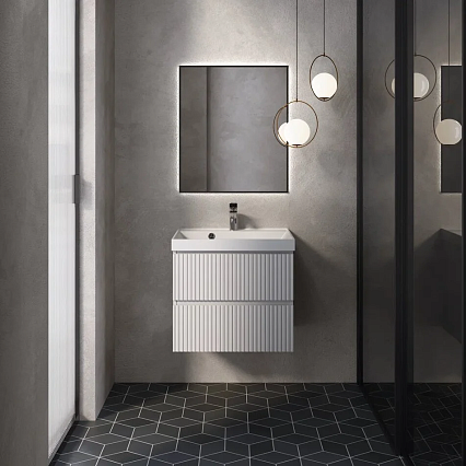 Тумба с раковиной AQUAme S1 60 см белый глянец