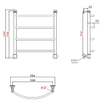 Полотенцесушитель водяной Aquanet Romeo 50x60 см бронза