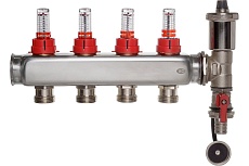 Коллектор ColSys p887 4 выхода с расходомерами, автоматическим воздухоотводчиком и дренажным шаровым краном 188710504