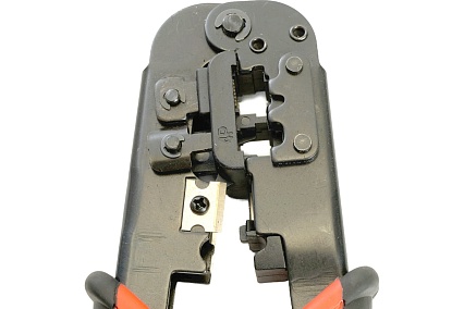 Кримпер STEKKER CTLS007 для обжима RJ разъемов RJ-45 (8P8C), RJ-12 (6P6C) и RJ-11 (6P4C и 6P2C), черный/красный, 49613
