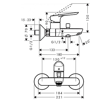 Душевой набор Hansgrohe Logis E SetLogisE100C (71178000+71415000+26532400)