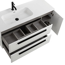 Тумба с раковиной Cezares Eco-Cer-N 120 см 2 ящика, 1 дверца, левая Bianco Lucido