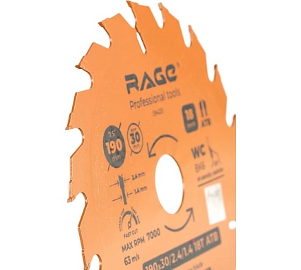 Диск пильный универсальный 190 мм (7 1/2”), Z40, посадка 30+20/16 мм RAGE By VIRA 594233