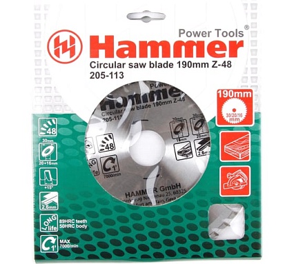 Диск пильный по дереву Flex CSB WD (190х30/20/16 мм; Z-48) Hammer 30663 205-113
