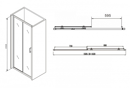 Душевая дверь Abber Schwarzer Diamant 160x195 AG30160B профиль черный