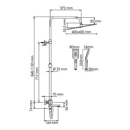 Душевая стойка WasserKRAFT A199.119.126.087.CH Thermo с термостатом, хром