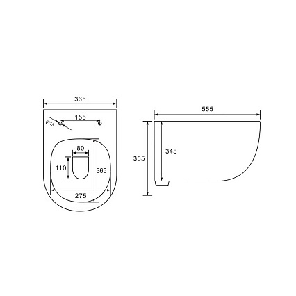 Подвесной унитаз Vincea Evo VT1-34MB 555x365x355 безободковый, матовый черный