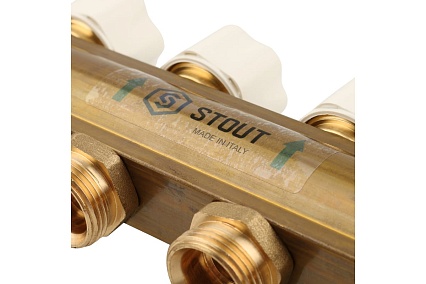 Распределительный коллектор из латуни с расходомерами 8 вых. STOUT SMB 0473 000008