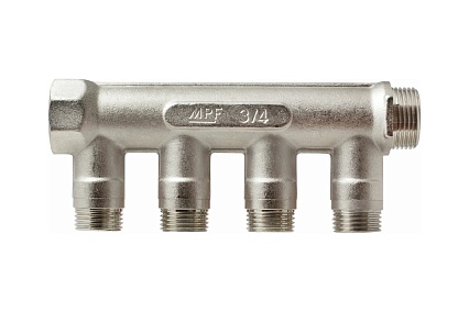 Коллектор с отсекающими кранами MPF 4 выхода х3/4" х1/2" наружная резьба ИС.071073