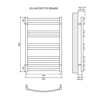 Полотенцесушитель водяной Lemark Atlantiss LM32810R П10 50x80