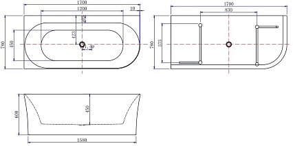 Акриловая ванна Allen Brau Priority 2.31004.21A 170x78 белый матовый, L