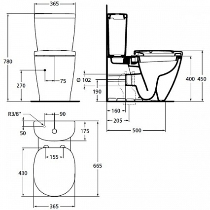 Чаша Ideal Standard Connect AquaBlade E039701