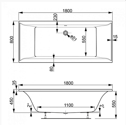 Акриловая ванна VagnerPlast Veronela 180x80 см