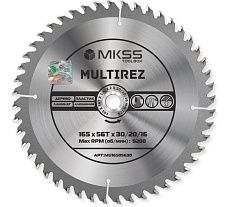 Диск пильный универсальный MKSS Toolbox MU1650 165x56Тх1.4/2.2x30/20/16мм Multirez MU16505630