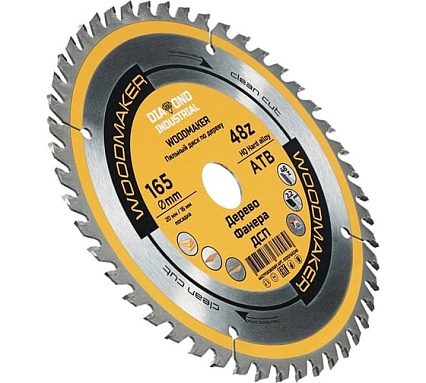 Диск пильный по дереву Woodmaker 165x20/16 мм, Z=48 ATB Diamond Industrial DIDD165Z48