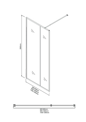Душевая перегородка Niagara Nova NG-481-12FBLACK 120x200 рифленая/тонированная, профиль черный матовый