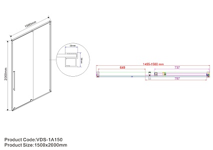 Душевая дверь Vincea Arno VPS-1A150CL 150x200 хром, прозрачное