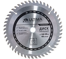 Диск пильный по дереву (190х20 мм, 48 зуб,+кольцо,16/20) Ultima 115010