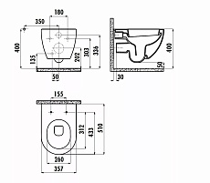 Подвесной унитаз Creavit Free FE322-00BM00E безободковый с функцией биде, базальт