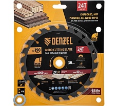 Пильный диск по дереву Denzel 190x30 мм, 24 зубьев 733397