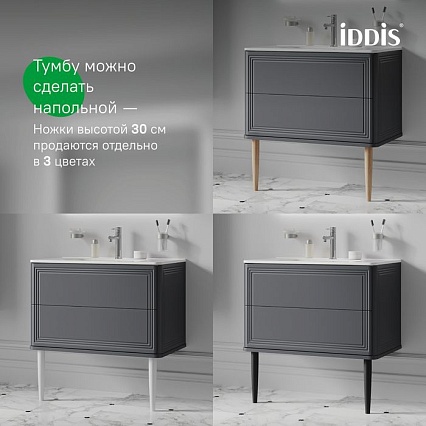 Тумба с раковиной Iddis Oxford Neo 80 см темно-серый матовый OXN80D0i95K