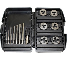 Комплект резьбонарезного инструмента CNIC Вороток и по 6 метчиков и шестигранных плашек М3-М10 в пласт. футл.13 поз.SP013-1 &quot; 65504