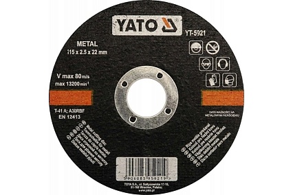 Круг отрезной по металлу 115x2.5x22 мм Yato YT-5921