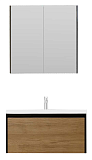 Мебель для ванной Velvex Klaufs 90 см подвесная, 1 ящик черный матовый/дерево шатанэ