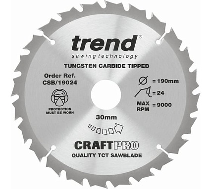 Пильный диск 190 мм три диска в комплекте (24,40,60 зубьев) Trend CSB/190/3PK