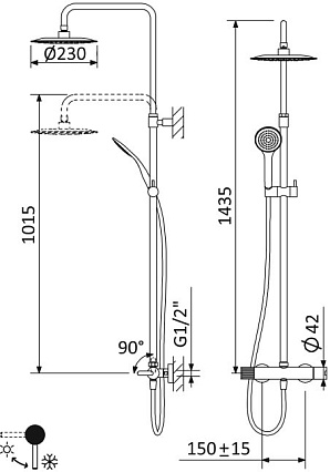 Душевая стойка Cezares Leaf LEAF-CDA-23-01 хром