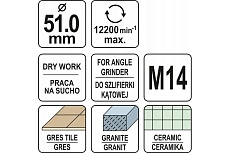 Коронка алмазная 51 мм Yato YT-60446