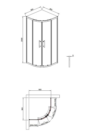 Душевой уголок Timo TPSS-90/03C-8 90x90 прозрачный, черный T46