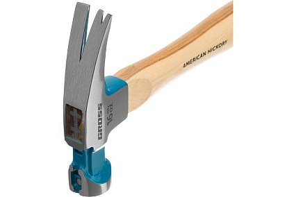 Молоток-гвоздодер Gross American hickory 450г, угол 75, магнит, обрезиненная рукоятка 10418