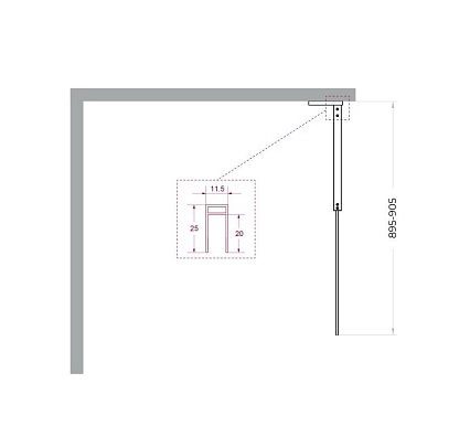 Душевая перегородка Belbagno UNO-L-1-TB-90-C-GM 90x200 прозрачная, оружейная сталь