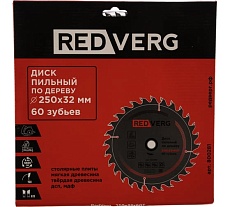Диск пильный по дереву твердосплавный (250х32/30 мм; 60зубьев) Redverg 6621233
