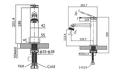 Смеситель для раковины Arrow AMP11855LJ золото
