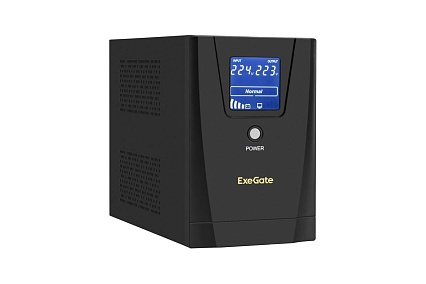 Источник бесперебойного питания Exegate SpecialPro Smart LLB-1500.LCD.AVR.2SH.3C13 1500VA/950W, 2Sch/3C13, съемный кабель, металлический корпус, Black 292799