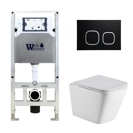 Комплект Weltwasser 10000006863 унитаз Gelbach 004 GL-WT + инсталляция + кнопка Amberg RD-BL