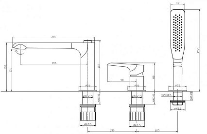 Смеситель на борт ванны BelBagno Ancona ANCONA-BVD3-CRM