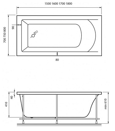 Акриловая ванна Vayer Savero 160x70 см