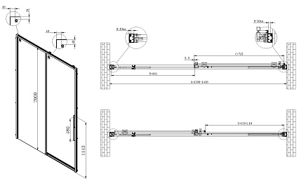 Душевая дверь Vincea Ultima VDS-7UL140CL 140x200 хром, прозрачная