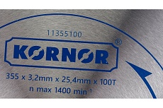 Диск пильный по алюминию (355х25.4 мм; 100 зубьев; TCT) KORNOR 11355100