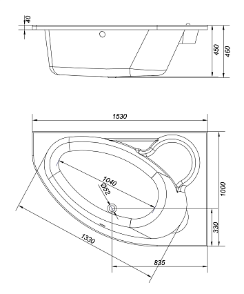 Акриловая ванна Cersanit Kaliope 153x100 R