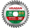 Диск пильный по дереву Optima 190х20/16 мм, 36Т Uragan 36801-190-20-36_z01