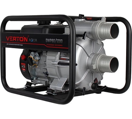 Мотопомпа для сильнозагрязненной воды Verton DWP 80/1200, 7л.с/212см3,80мм/3", 1200л/мин, 72м3/ч, h8м/26, d30мм 01.17548.17554