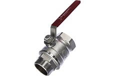 Шаровой кран Giacomini R254DL 1 1/2&quot;, внутренняя/наружная, ручка-рычаг красный, хромированный R254LX007