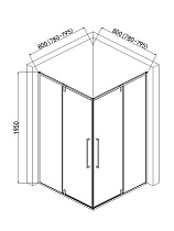 Душевой уголок AQUAme AQM7102-2-8 80x80 прозрачный, черный