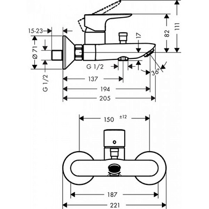 Смеситель для ванны Hansgrohe Talis E 71740000