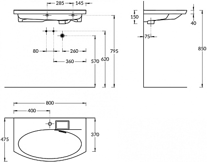 Раковина Kerama Marazzi Riva 80 см RV.wb.80